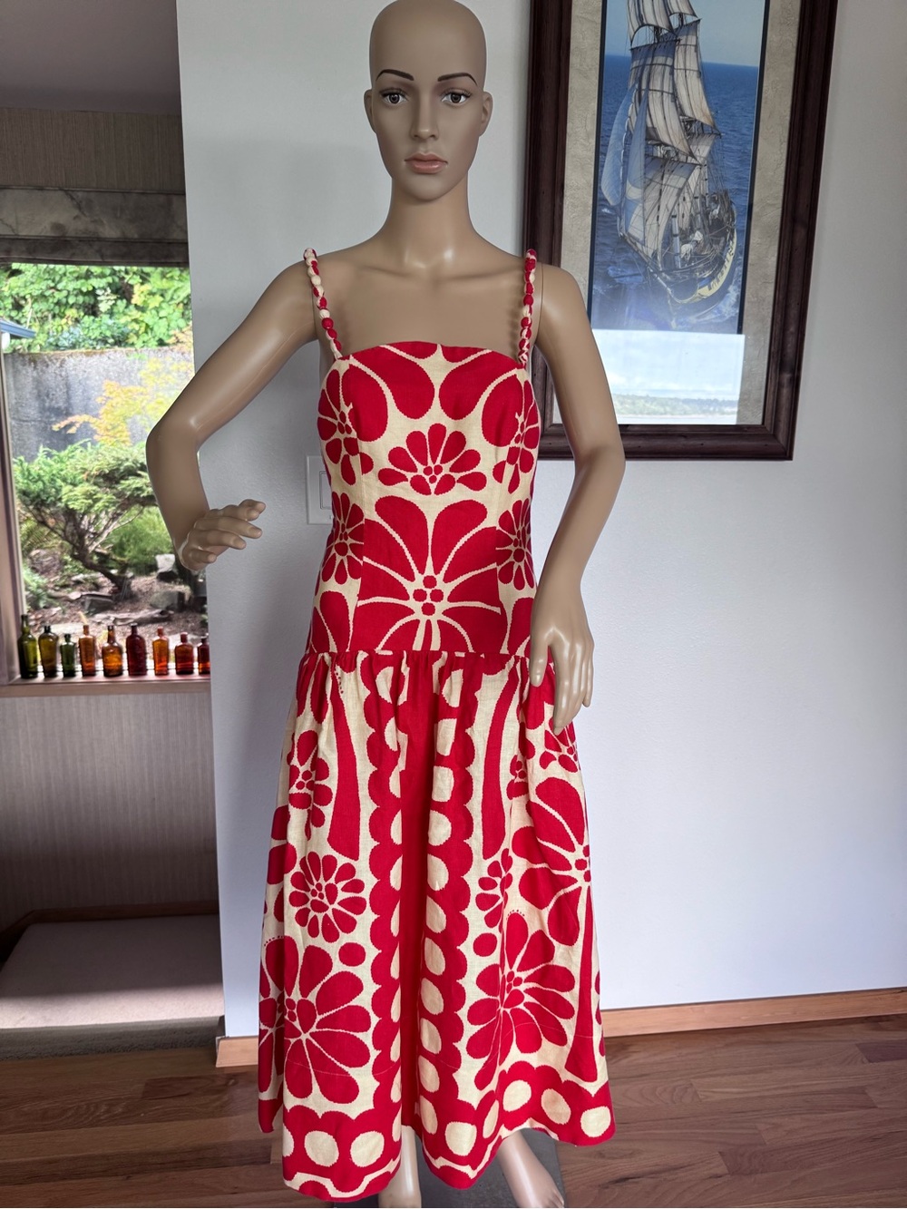 FARM Rio Palermo Red and Cream Floral Maxi Dress - Picture 4 of 14